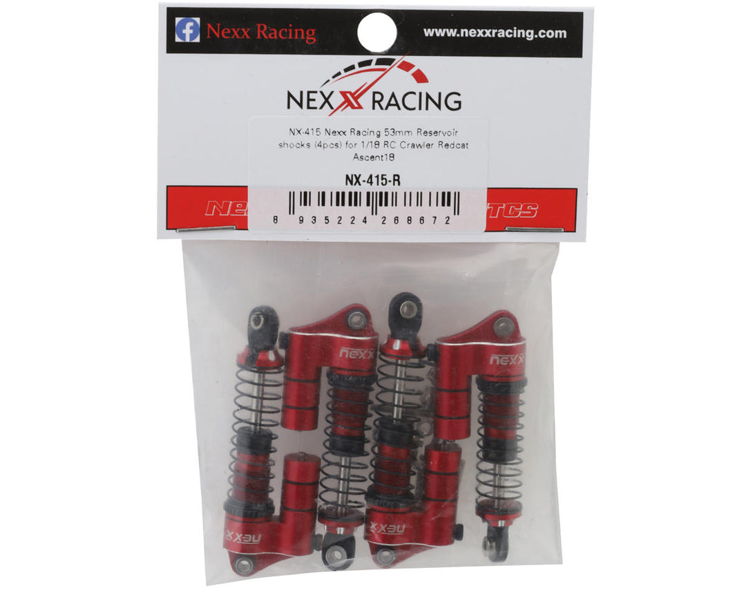 NEXX Racing Redcat Ascent18 Reservoir Aluminum Oil Shocks (4 Pack) (53mm)