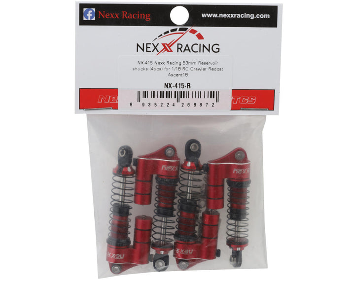 NEXX Racing Redcat Ascent18 Reservoir Aluminum Oil Shocks (4 Pack) (53mm)