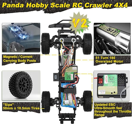 Panda Tetra24 K1 V2, 1/24 RTR Scale RC Mini Crawler (Gold)