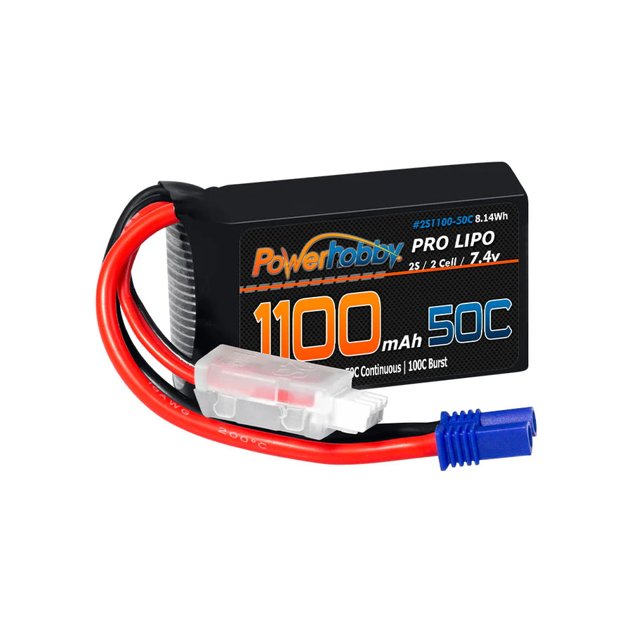 Powerhobby 2S 1100mAh 50C LiPo Battery w EC2 Plug : Losi Mini-B Mini-T 2.0 JRX2 - Iron City RC Hobbies