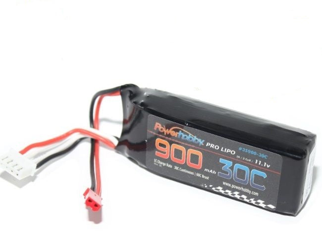 Power Hobby 3S 11.1V 900MAH 30C Lipo Battery w/ JST Connector - Iron City RC Hobbies