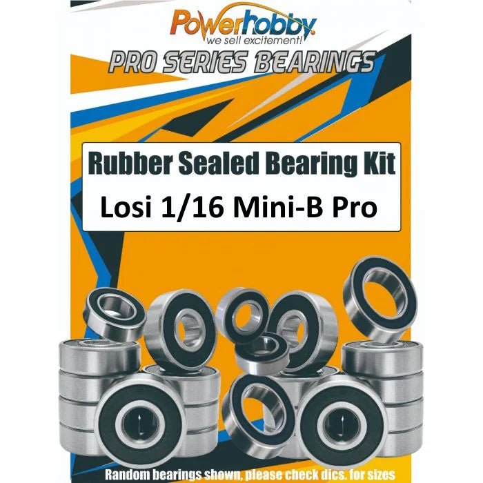 Powerhobby Rubber Sealed Bearing Kit Losi 1/16 Mini-B Pro 2WD - Iron City RC Hobbies
