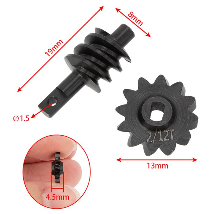 Powerhobby Axial SCX24 Steel Overdrive Gears Diff Worm Set 2T/12T Overdrive 33%