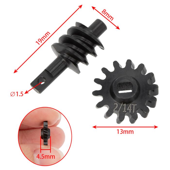 Powerhobby Axial SCX24 Steel Overdrive Gears Diff Worm Set 2T/14T Overdrive 23% - Iron City RC Hobbies