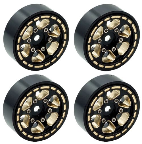 Power Hobby 1.0" Black Brass Beadlock Crawler Wheels, 1/24 Traxxas TRX-4M - Iron City RC Hobbies