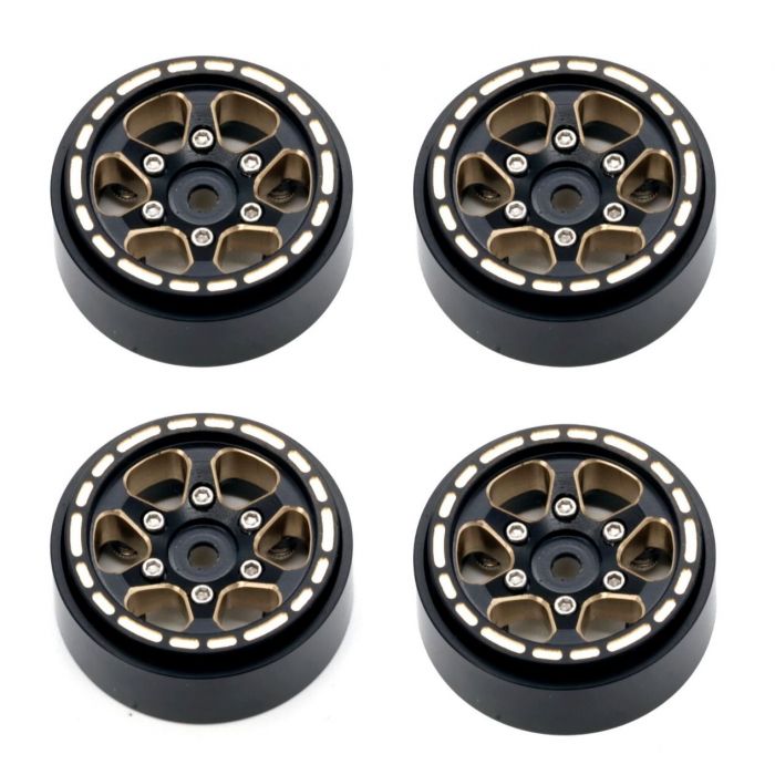 Power Hobby 1.0" Black Brass Beadlock Crawler Wheels, 1/24 Traxxas TRX-4M - Iron City RC Hobbies