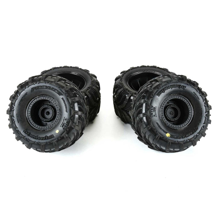 Dreadnaught Mounted Black Wheel F/R (4) for ARRMA GORGON/QUAKE GROM