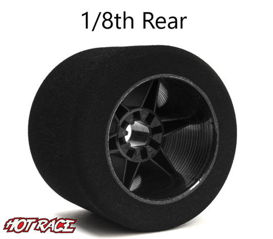 Hot Race 1:8 Rear Tires - Carbon Wheels (35 Shore)