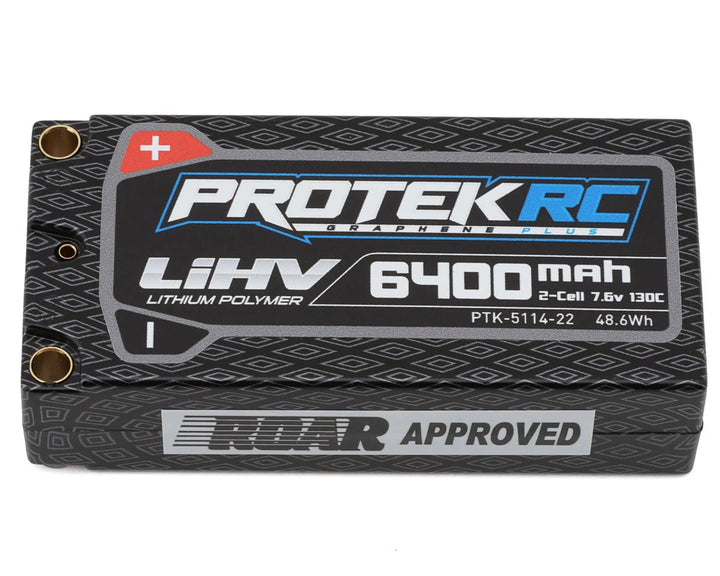 ProTek RC 2S 130C Low IR Si-Graphene + HV Shorty LiPo Battery (7.6V/6400mAh) w/5mm Connectors (ROAR Approved) - Iron City RC Hobbies