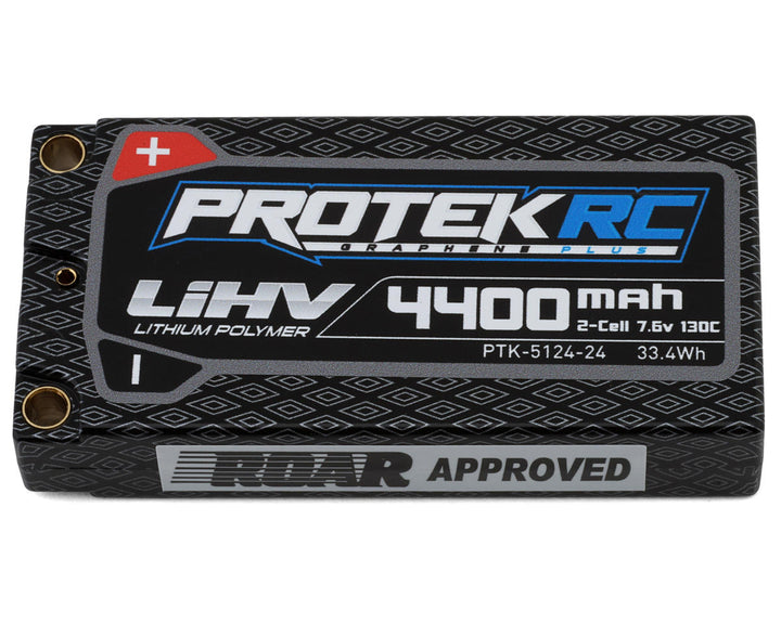 ProTek RC 2S 130C Low IR Si-Graphene + HV ULCG Shorty LiPo Battery (7.6V/4400mAh) w/5mm Connectors (ROAR Approved) - Iron City RC Hobbies