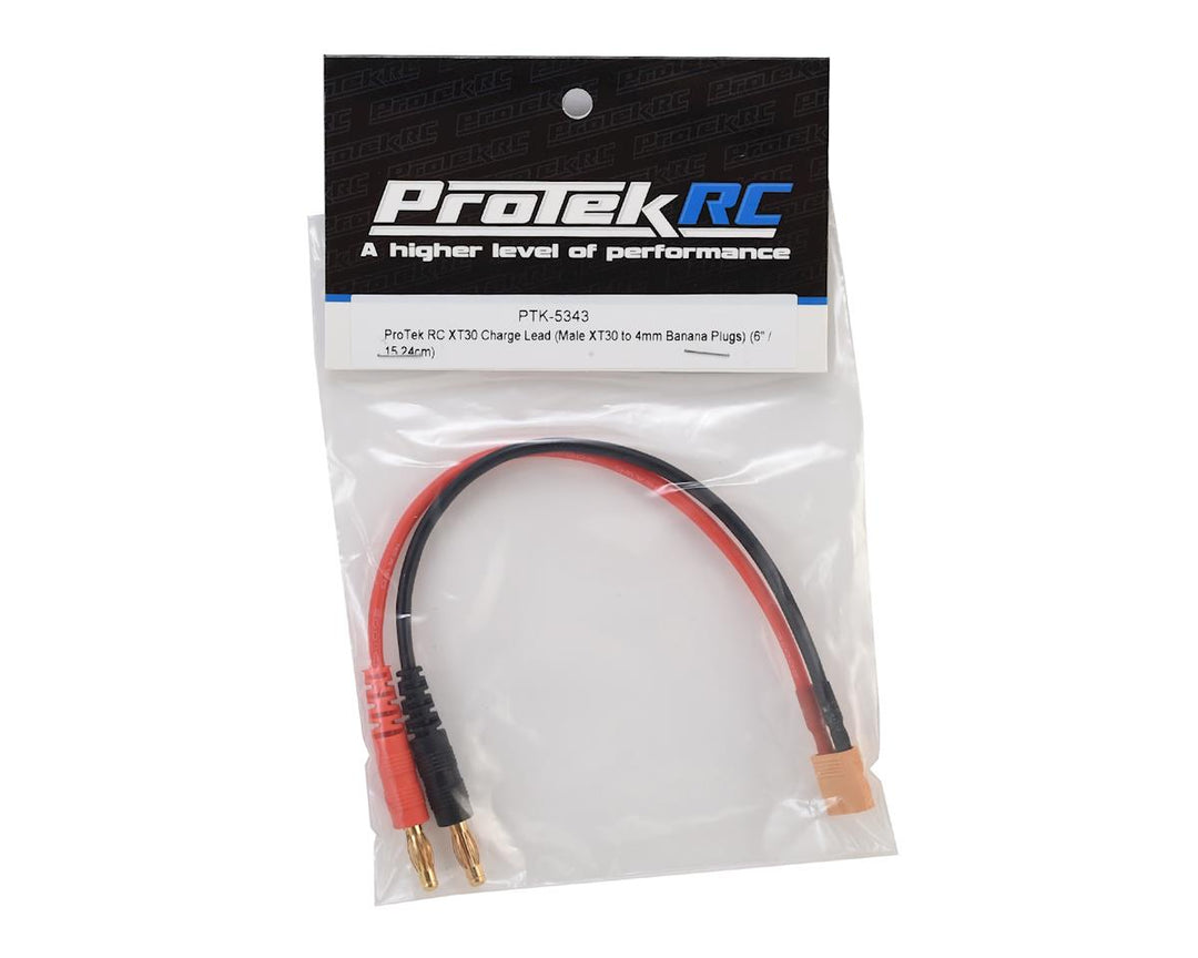 ProTek RC XT30 Charge Lead (Male XT30 to 4mm Banana Plugs) (6" / 15.24cm)