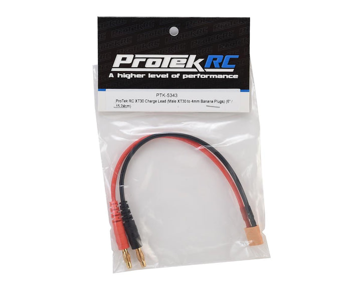 ProTek RC XT30 Charge Lead (Male XT30 to 4mm Banana Plugs) (6" / 15.24cm)