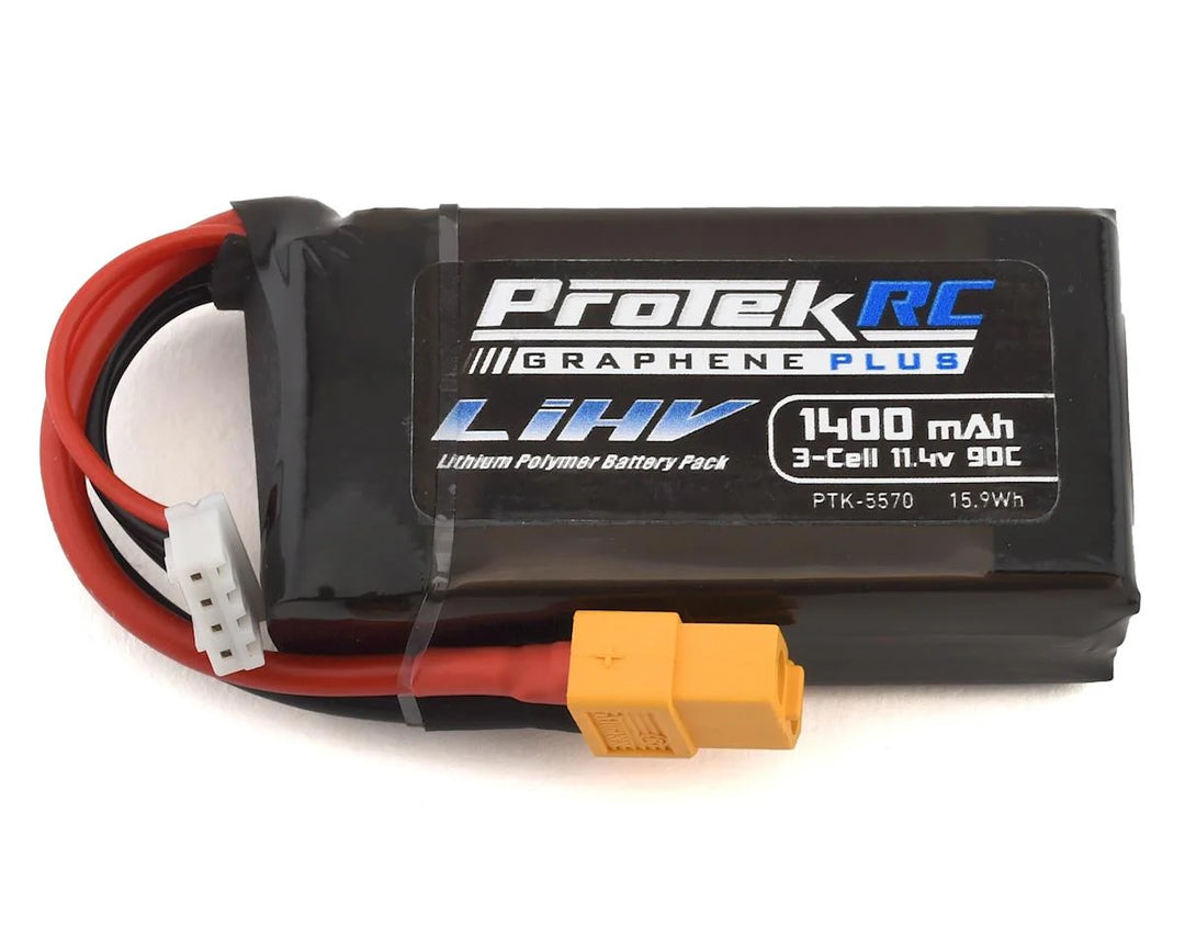 ProTek RC 3S 90C Si-Graphene + HV LiPo Battery w/XT60 Connector (11.4V/1400mAh) - Iron City RC Hobbies