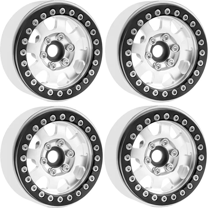 Power Hobby - B1 Aluminum 1.9 Beadlock Wheels 9mm Hubs, Silver, for 1/10 Rock Crawler, 4pcs