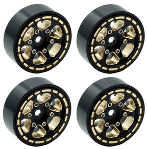 Power Hobby 1:24 Axial SCX24 1.0" Black Brass Beadlock Crawler Wheels - Iron City RC Hobbies