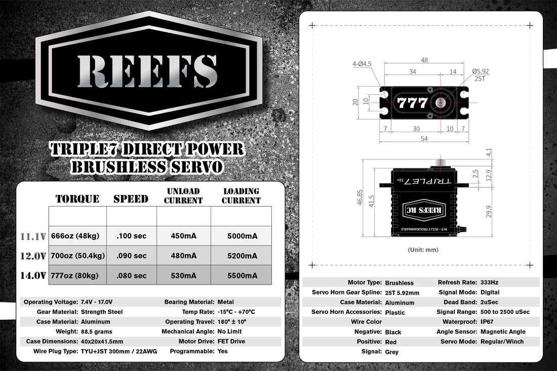 Reefs RC Triple7 Direct Power Brushless Servo (14v)