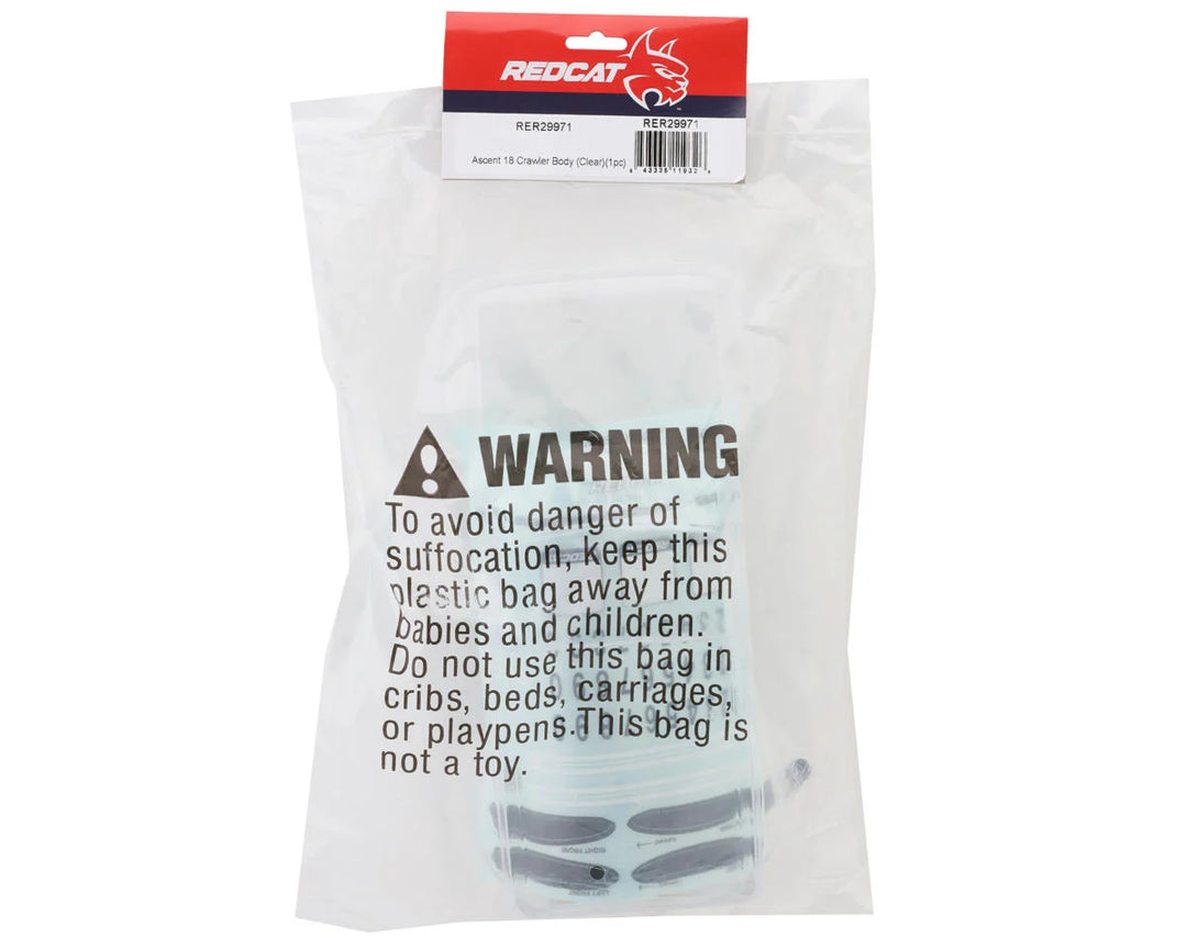 Redcat Ascent-18 1/18 4WD RTR Rock Crawler Body (Clear) - Iron City RC Hobbies