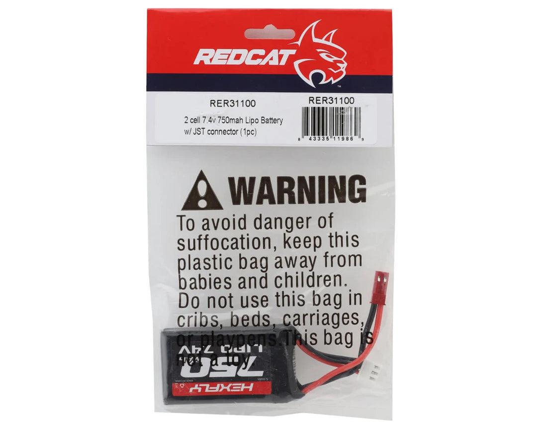 Redcat MT-18/Ascent-18 2S Lipo Battery (7.4V/750mAh) w/JST Connector