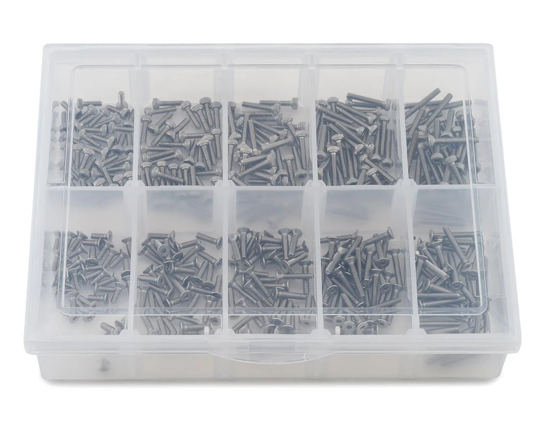 Samix Carbon Steel M2 Button & Flat Head Screw Set (350) w/Plastic Box - Iron City RC Hobbies