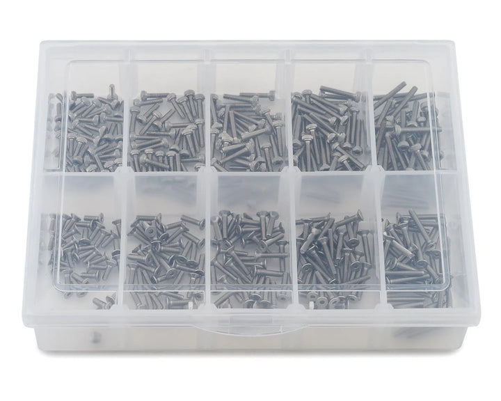 Samix Carbon Steel M2 Button & Flat Head Screw Set (350) w/Plastic Box - Iron City RC Hobbies