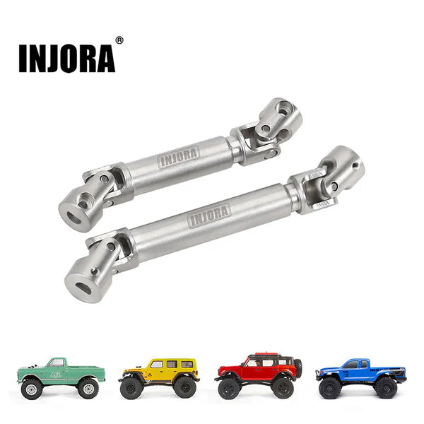 INJORA Stainless Steel Drive Shafts with D Shaped Hole for SCX24 C10 JLU Bronco Base Camp 4Runner