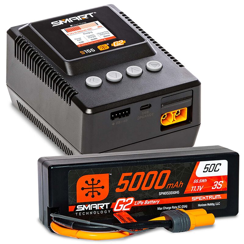 Smart Powerstage 3S Surface Bundle: G2 5000mAh 3S LiPo IC5 & S155 Charger - Iron City RC Hobbies