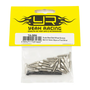 Scale Steel Bolt Wheel Screws M2.5 X 10mm 30pcs w/ Tool Silver - Iron City RC Hobbies