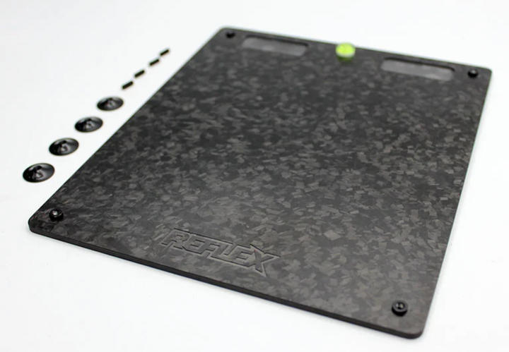 Reflex Racing Forged Carbon Fiber Level Adjustment Set-Up Board (Black) - Iron City RC Hobbies