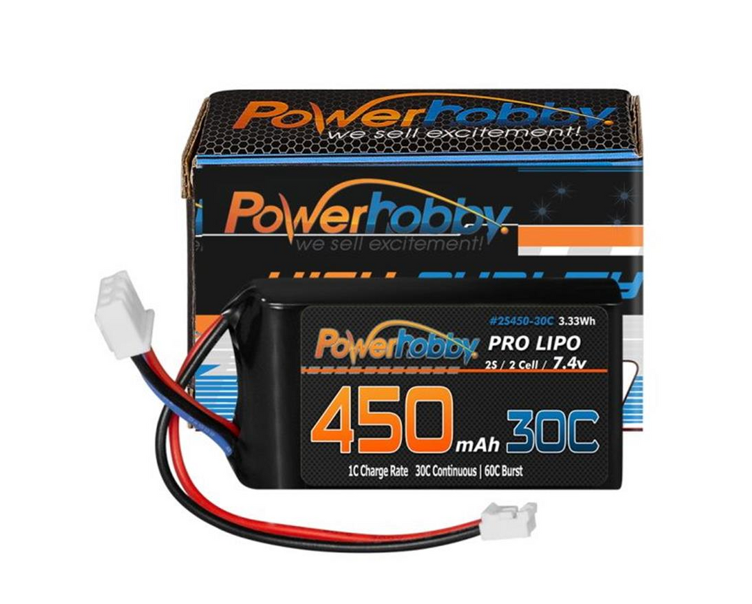 Power Hobby 2s 450mah 30C Upgrade Lipo Battery - Iron City RC Hobbies