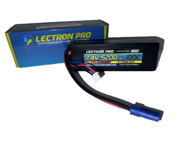 COMMON SENSE RC 2S5200-1005 Lectron Pro 7.4V 5200mAh 100C Lipo Battery with EC5 Connector - Iron City RC Hobbies