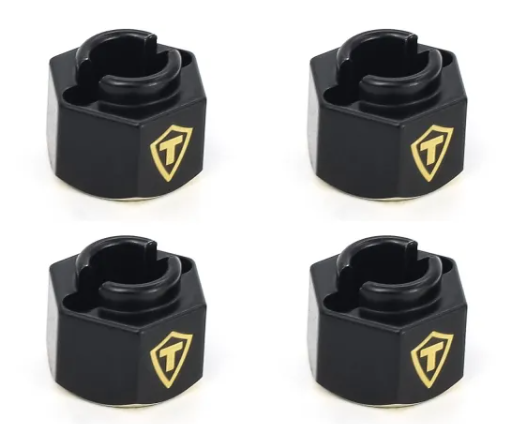 TREAL Brass Wheel Hubs 7mm*6mm Hex, 1g/pc (4pcs) for 1/18 TRX4M Defender and Bronco (Black) - Iron City RC Hobbies