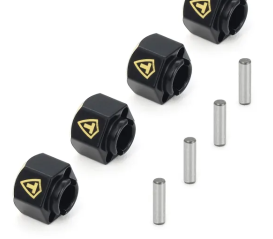 TREAL Brass Wheel Hubs 7mm*6mm Hex, 1g/pc (4pcs) for 1/18 TRX4M Defender and Bronco (Black) - Iron City RC Hobbies