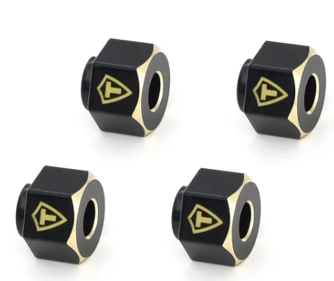 TREAL Brass Wheel Hubs 7mm*6mm Hex, 1g/pc (4pcs) for 1/18 TRX4M Defender and Bronco (Black) - Iron City RC Hobbies