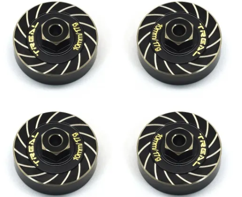 TREAL Brass Extended Wheel Hubs 7mm*10mm Hex, Axle Counter Weight 17g/pc (4pcs) Wheel Spacer for 1/18 TRX4M (Black) - Iron City RC Hobbies