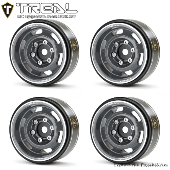 TREAL SCX24 Wheels 1.0'' Beadlock Wheels(4P) Vinatge Wheels for 1/24 SCX24 Bronco Gladiator C10 Deadbolt -Type E - Iron City RC Hobbies