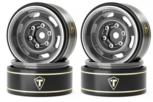 TREAL SCX24 Wheels 1.0'' Beadlock Wheels(4P) Vinatge Wheels for 1/24 SCX24 Bronco Gladiator C10 Deadbolt -Type E - Iron City RC Hobbies