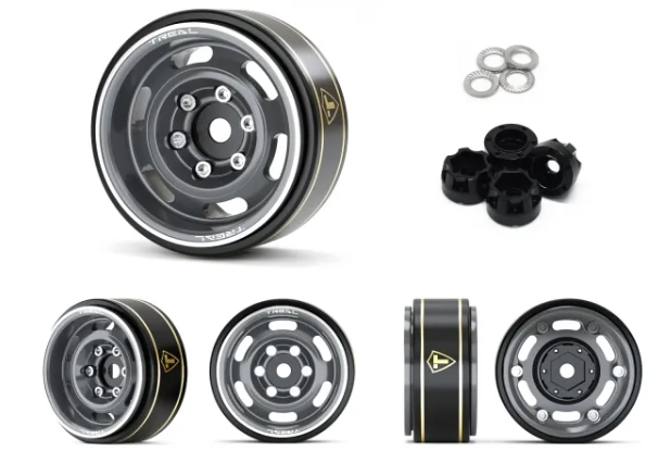 TREAL SCX24 Wheels 1.0'' Beadlock Wheels(4P) Vinatge Wheels for 1/24 SCX24 Bronco Gladiator C10 Deadbolt -Type E - Iron City RC Hobbies