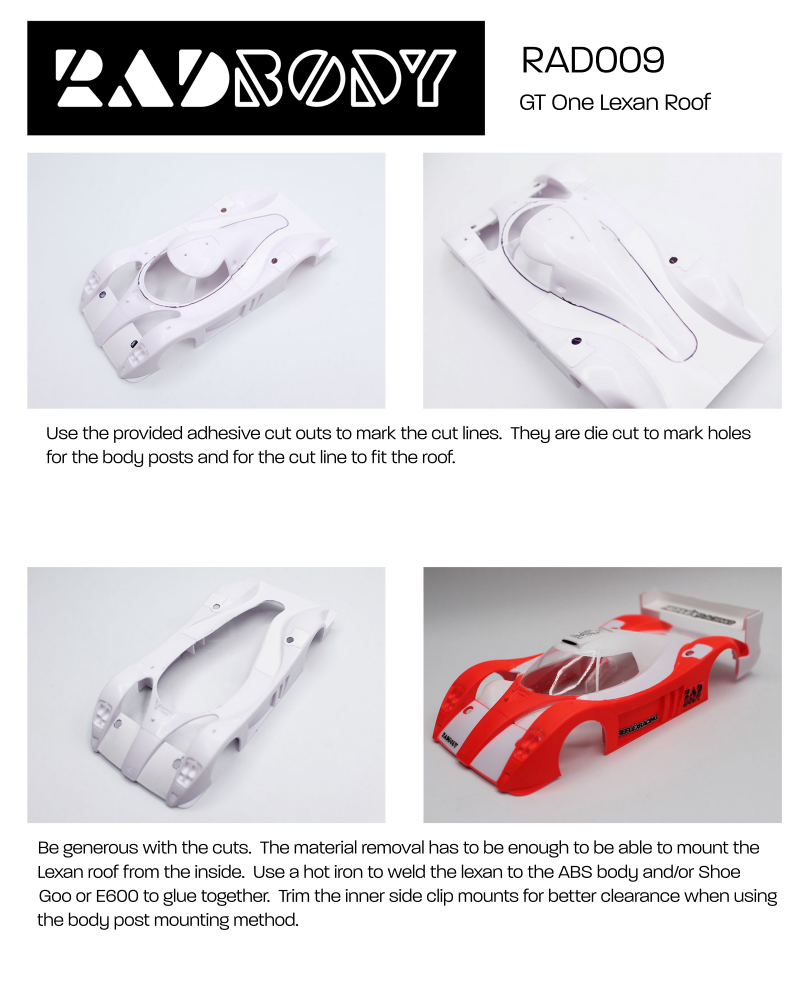 Radboy Toyota GT One Lexan Roof and Wing Set