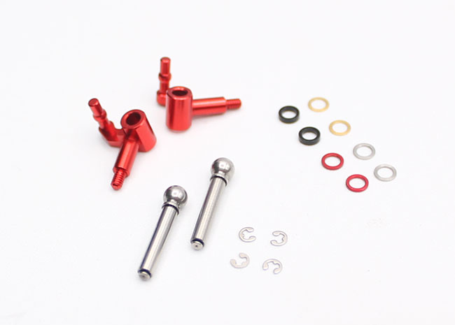 Radtec Mini-Z MR-04 Aum Steering Knuckle Set, Red, 0 Camber - Iron City RC Hobbies