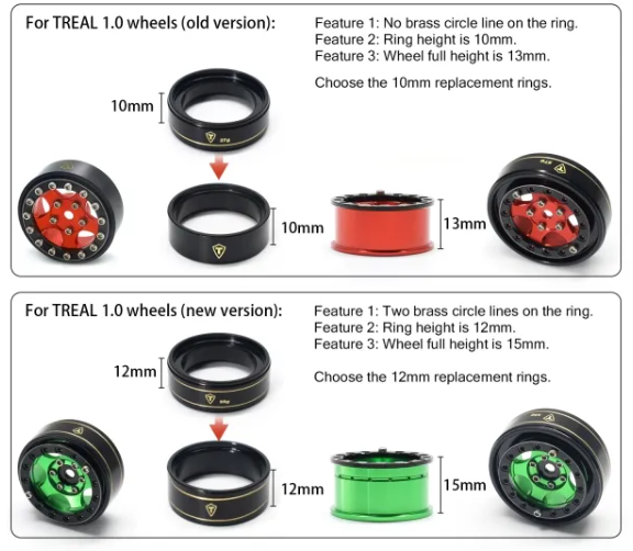 TREAL 1.0 Brass Wheel Rings Weight Internal Beadlock Ring Clamp Ring for 1/18 TRX4M - Iron City RC Hobbies