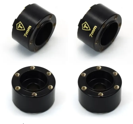 TREAL 1.0 Wheel Hubs Brass Weights 7mm Hex Hub Extension (4P) 7mm/9mm Widen Adapters Compatible with SCX24 TRX4M - Iron City RC Hobbies