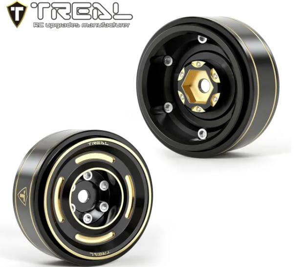 TREAL 1.0 Beadlock Wheels Brass Crawler Wheel Rims Weight (4P) Hubs Removable for SCX24 AX24 FCX24 TRX4M 1/24 1/18 RC Crawler, 50g/pc (Type C) - Iron City RC Hobbies