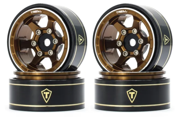 TREAL SCX24 Wheels 1.0" Beadlock Wheels (4P) Scale-Look Concave Six Spoke Rim Crawler Wheels for Axial SCX24 -Type D - Iron City RC Hobbies