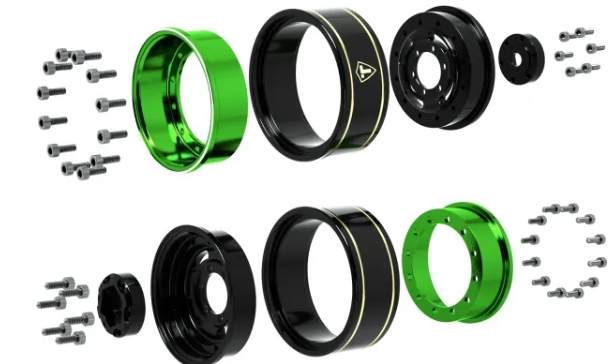 TREAL 1.0 Beadlock Wheels Deep Dish Rims (4P) for SCX24 AX24 FCX24 TRX4M 1/24 1/18 Crawler Car-Type F - Iron City RC Hobbies