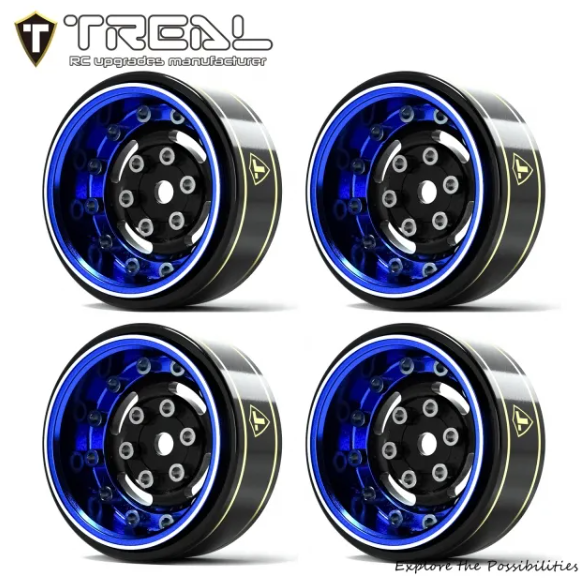 TREAL 1.0 Beadlock Wheels Deep Dish Rims (4P) for SCX24 AX24 FCX24 TRX4M 1/24 1/18 Crawler Car-Type F - Iron City RC Hobbies