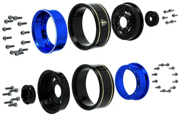 TREAL 1.0 Beadlock Wheels Deep Dish Rims (4P) for SCX24 AX24 FCX24 TRX4M 1/24 1/18 Crawler Car-Type F - Iron City RC Hobbies