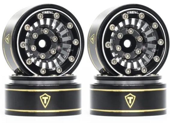 TREAL SCX24 Wheels 1.0'' Beadlock Wheels(4P) for 1/24 Micro RC SCX24 Bronco Gladiator C10 Deadbolt -Type C - Iron City RC Hobbies