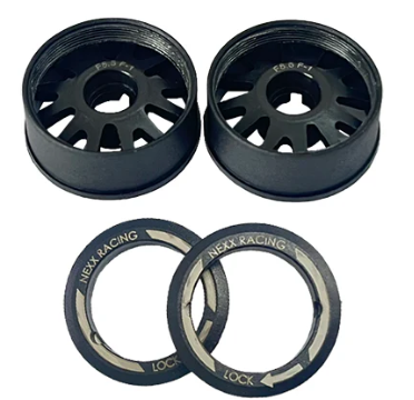 Nexx Racing 2WD “JUD” Threaded Carbon-Fiber Reinforced EVO Flanged Front Wheels (2) pcs for Mini-Z (Black)