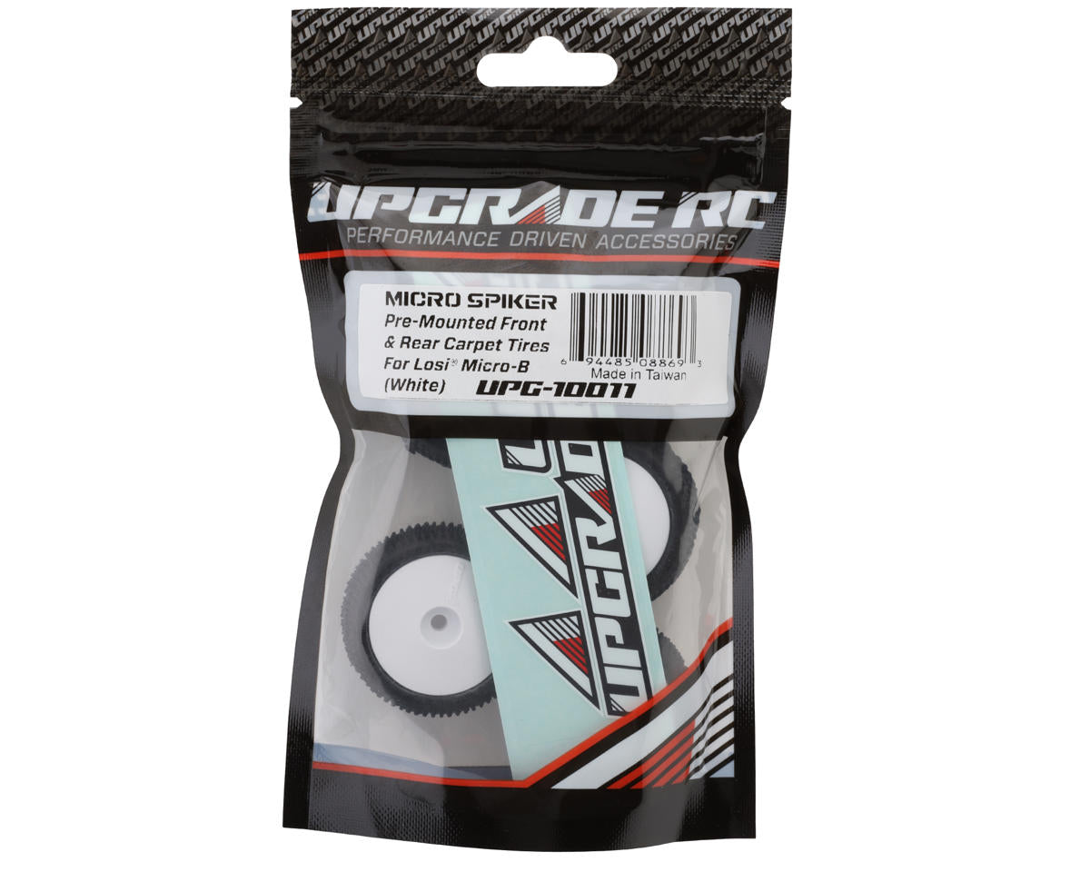 UpGrade RC Micro Spiker Pre-Mounted Front and Rear Carpet Tires for Losi® Micro-B (Yellow)