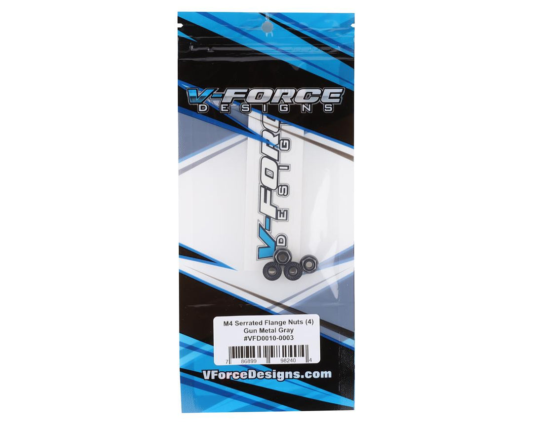 V-Force Designs M4 Serrated Flanged Nuts (Grey) (4) - Iron City RC Hobbies